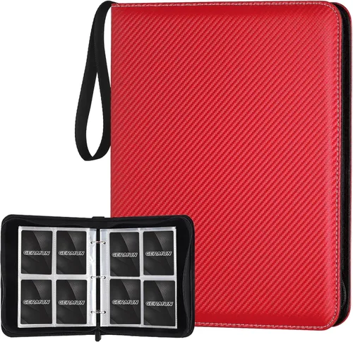 Miniatura 30 de GERMUN Carpeta de 4 bolsillos para tarjetas, carpeta de tarjetas de intercambio con cremallera premium, carpeta de colección de tarjetas de 400 4