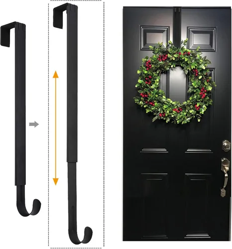 Colgador de Corona, Ajustable Sobre la Puerta Colgador de Corona de 14.9 a 25 Pulgadas y Soporte de Corona y Colgador de Puerta de Corona para