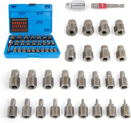 Miniatura 5 de Casquillo portamacho de 2 piezas, ajustable, casquillos portamacho de accionamiento de 3/8" para llaves, escariadores, extractores de tornillos