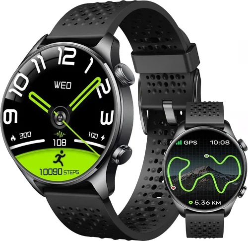 Reloj inteligente para hombre, AMOLED de 1.43 pulgadas, GPS integrado, color negro | Answer/Make Calls, Heart Rate Monitor, Sleep Monitor, SpO2
