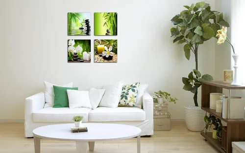 Miniatura 5 de NAN Wind Moderno lienzo Zen Giclée de 4 paneles, arte de pared de spa, tratamiento de masaje en lienzo, arte de pared para decoración de oficina