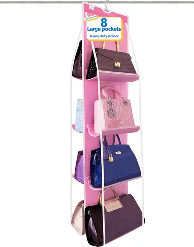 Miniatura 11 de Organizador de bolso, paquete de 2, colgador de bolso, resistente, organizador de bolsos para armario, ganchos de metal gruesos, organizador de Gris