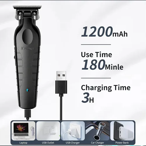 Miniatura 3 de KEMEI Cortapelos 2299 Profesional para Hombres Profesional – Cortadora de Peluquería Inalámbrica y con Cable para Corte de Cabello y Aseo Recargable