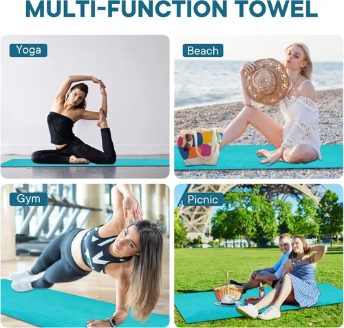 Miniatura 5 de Toallas de yoga, toalla antideslizante para esterilla de yoga caliente con puntos de agarre, manta de yoga de microfibra suave súper absorbente