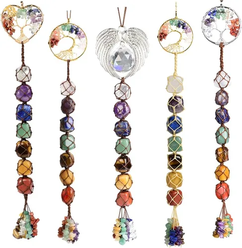 Miniatura 21 de Anjiucc Árbol de la vida de cristal curativo de 7 chakras para colgar en la pared, decoración de interiores, decoración de ventanas, meditación