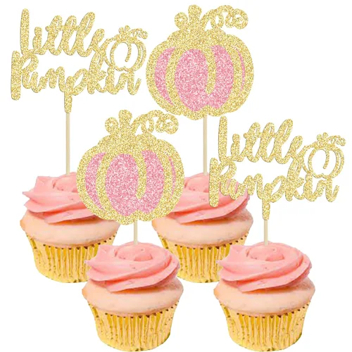 Miniatura 10 de Gyufise 24 adornos para cupcakes de revelación de género, decoraciones para pasteles de niños o niñas para Acción de Gracias, Halloween, tema