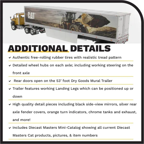Miniatura 5 de Tractor de cabina de día Caterpillar CT660 con remolques murales - Diecast Masters - 85666