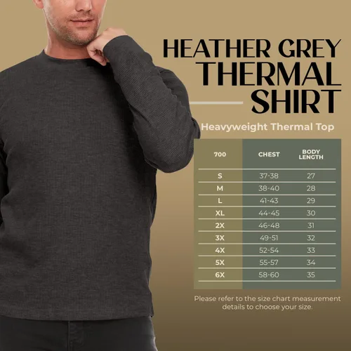 Miniatura 2 de JMR - Camisa térmica de punto gofre pesado para hombre, 100% algodón, manga larga, para usar como capa base o independiente, cálida y transpirable