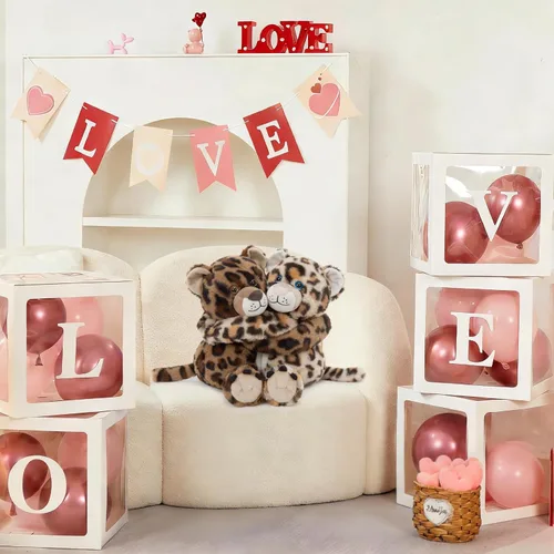 Miniatura 5 de MorisMos Dúo de Animales de Peluche de Leopardo, Congelables y Aptos para Microondas, Juguete de Leopardo de Brazos Largos para Abrazar, Almohadilla