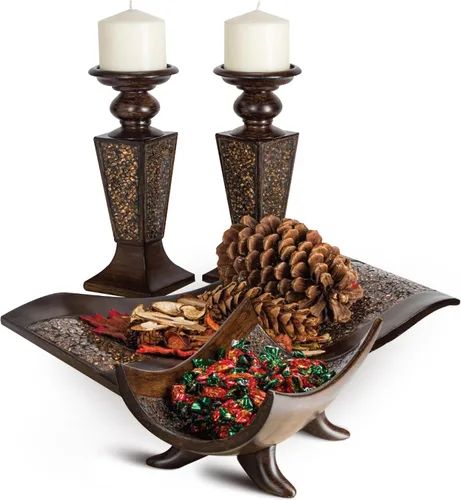Miniatura 6 de Creative Scents Schonwerk - Orbes decorativos de nogal marrón para cuencos y rellenos de jarrones (juego de 3) bolas de resina para sala, comedor