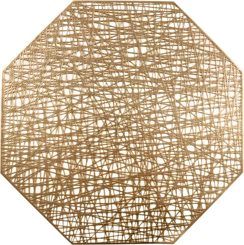 Miniatura 10 de U'Artlines Manteles individuales metálicos huecos de vinilo antideslizante con aislamiento térmico para mesa de cocina (21102 dorado, 6 unidades)