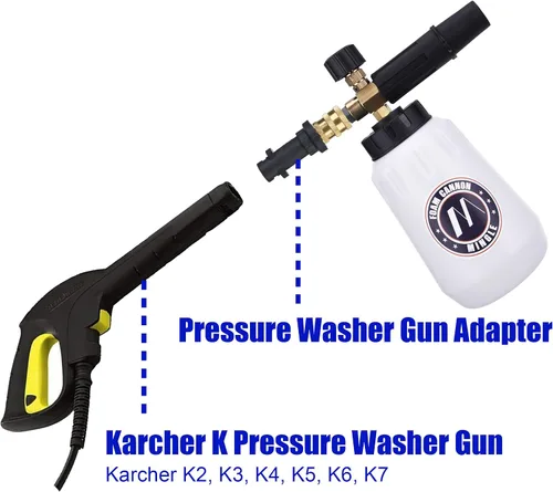 Miniatura 3 de M MINGLE Cañón de espuma, compatible con lavadora a presión Karcher K2, K3, K4, K5, K6, K7, con 5 puntas de boquilla, conector rápido de 1/4