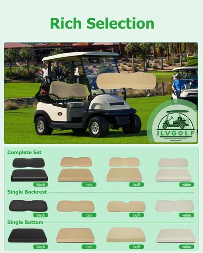 Miniatura 3 de Conjunto de cojín de asiento delantero de carrito de golf para Club Car DS 2000.5-up, bronceado, cojín de repuesto individual Respaldo del asiento