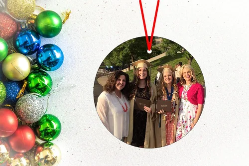 Miniatura 3 de Adorno de Navidad con foto personalizada, adorno de Navidad de recuerdo de cristal de 3 pulgadas con tu foto y texto opcional (foto completa)
