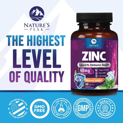 Miniatura 4 de Suplementos de zinc de 40 mg – 40 mg de zinc es el límite diario superior seguro de los NIH para mujeres y hombres – El mejor suplemento de zinc