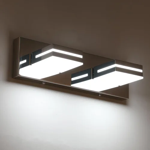 Miniatura 2 de SineRise - Lámpara LED para tocador de baño - Moderna lámpara de acrílico con acabado cromado para iluminación de pared sobre el espejo - 2 luces
