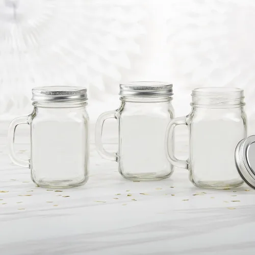 Miniatura 8 de Kate Aspen Tazas de Frasco Mason de 12 oz con Asas y Tapa Sólida (Juego de 6) Tazas de Vidrio para Beber de Cocina Favores de Baby Shower DIY