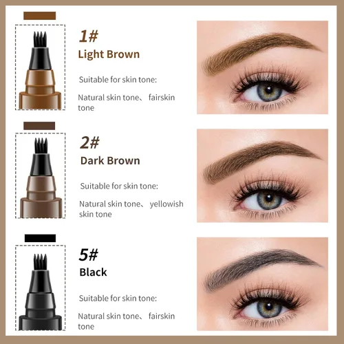 Miniatura 4 de Lápiz de contorno de cejas, lápiz de cejas de microblading impermeable con aplicador de punta de micro tenedor de 4 puntas, lápices líquidos
