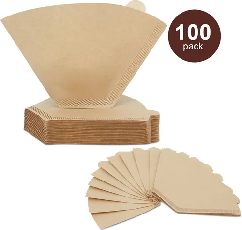 Miniatura 2 de Filtros de café 4 conos, 100 unidades de filtro desechable sin blanquear para cafetera por goteo, filtros de papel de café de 8 a 12 tazas, filtros