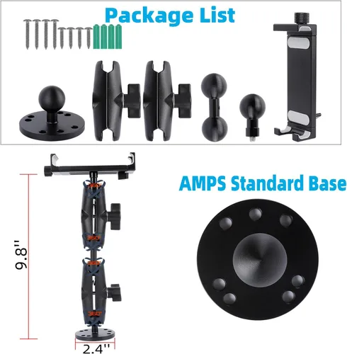 Miniatura 5 de Soporte para tablet con base de taladro resistente de aluminio para iPad Pro de 4.7 a 15 pulgadas, Mini, Samsung Galaxy Tab, Surface, brazo