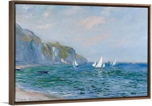 Miniatura 10 de CANVAS ON DEMAND Lienzo decorativo para pared, diseño de acantilados y veleros en Pourville por Claude Monet, impresionismo, costero, tradicional