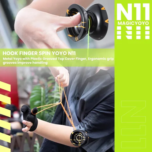 Miniatura 5 de MAGICYOYO Yoyos de Doble Propósito - N11 Aleación Dorada Negra Profesional No Responsivo Yo Yo y K2 Azul Rosa Amarillo Plástico Responsivo Yo-yo