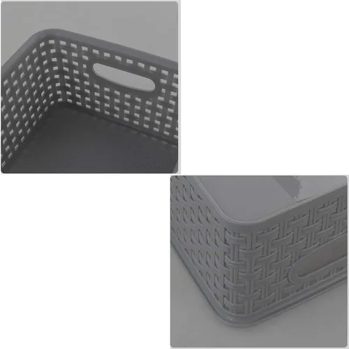 Miniatura 3 de Cesta de almacenamiento de plástico gris, 10.03 x 7.67 x 4.05 pulgadas, 6 paquetes