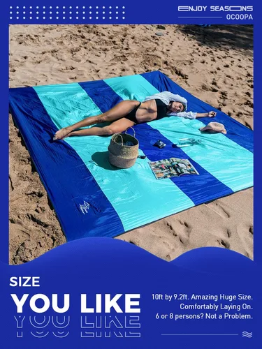 Miniatura 2 de OCOOPA Diveblues - Manta de playa o campamento extragrande, sin arena, cómoda, acogedora, a la moda, compacta y ligera, de nailon de paracaídas