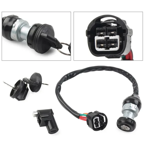 Miniatura 5 de Interruptor de encendido para motocicleta de 4 cables con 2 llaves compatible con linhai T-boss 550 48295 ATV UTV