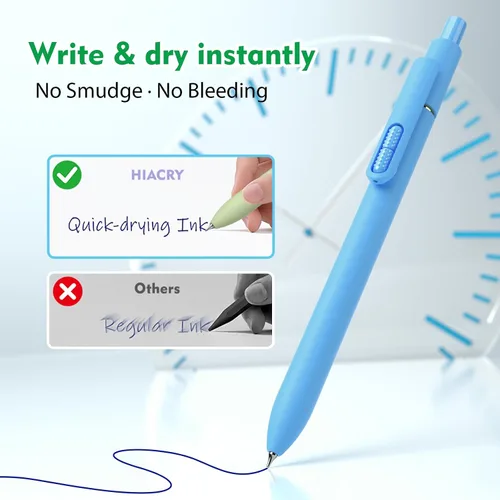 Miniatura 7 de HIACRY 8Pcs Blue Ink Gel Pens, Quick-Dry 0.7mm Fine Point Fidget Pens, Smooth Writing Journaling Pens for Note Taking, Gift for Women & Girls