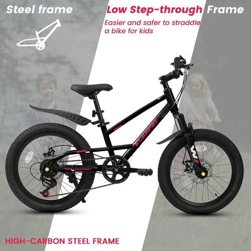Miniatura 10 de Bicicleta de montaña para niños de 20 pulgadas, bicicleta de montaña para niños y niñas de 8 a 12 años, 7 velocidades para adolescentes, bicicletas