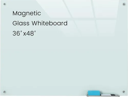 Miniatura 7 de Pizarra negra magnética de cristal, 48 x 36 pulgadas, sin marco, pizarra de borrado en seco para pared, tablero de vidrio montado en la pared