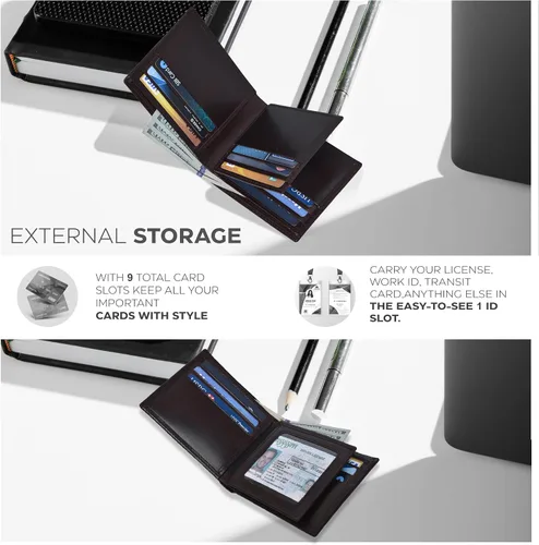 Miniatura 4 de Carteras RFID delgadas para hombres - Cartera de bolsillo frontal de piel genuina