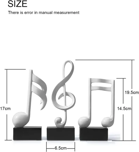 Miniatura 5 de HAUCOZE Decoración de notas musicales, decoración musical, regalos, centro de mesa, escultura, piano, estatua, blanco, 7.5 pulgadas
