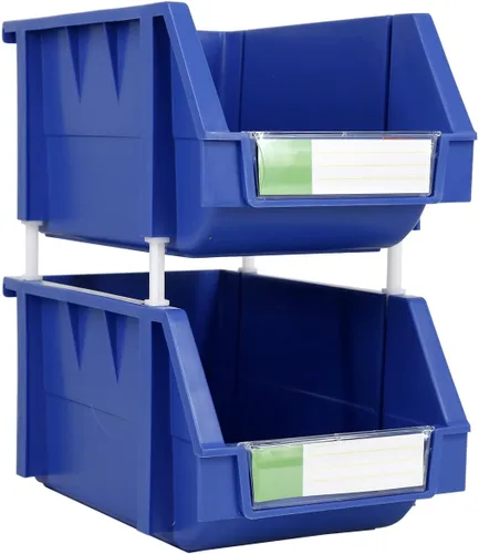 Miniatura 11 de Paquete de 2 cubos de almacenamiento apilables, organizador de polipropileno resistente de 8.4 x 11 x 6.9 pulgadas, diseño colgante y de conexión