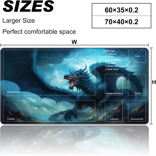 Miniatura 2 de Tapete de juego para MTG Playmat con zonas, 24 x 14 pulgadas, tapete de juego TCG ideal para MTG Playmat Game Trading Board, impresión original