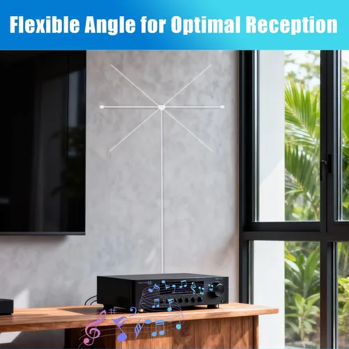 Miniatura 5 de Ancable Antena de radio FM para interior para receptor estéreo, tipo F macho antena estéreo dipolo para Pioneer Onkyo, Yamaha, Marantz, Bose Wave