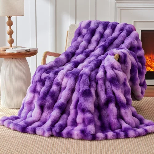 Miniatura 11 de Touchat - Manta de lujo de 1000GSM de pelo sintético de conejo, cobija súper pesada y cálida y acogedora para sofá, cama, sillón, esponjosa, Blanco