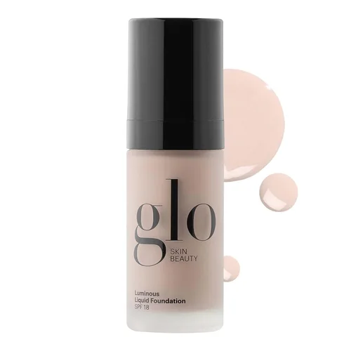 Glo Skin Beauty Base líquida luminosa con SPF 18 (Alabastro) - Maquillaje mineral, mejora el tono desigual de la piel, suaviza y corrige