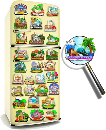 Miniatura 4 de Imán de madera para nevera de Bahamas Paradise Island, monumentos 3D, recuerdos coleccionables, decoración hecha a mano -723