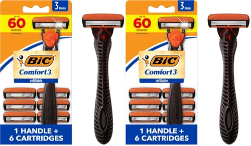 Miniatura 10 de Maquinilla de afeitar recargable BIC Comfort 3 de tres hojas para hombre, maquinilla de afeitar para piel sensible para un afeitado cómodo, 1 mango