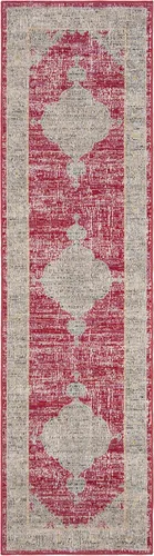Miniatura 3 de SAFAVIEH Alfombra lavable para exteriores, colección Montage - Alfombra de pasillo de 2 pies 3 pulgadas x 8 pies, rosa y gris, no desprende pelusa