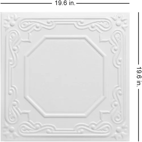 Miniatura 2 de À LA MAISON CEILINGS R32C Topkapi Palace - Azulejo de techo de espuma (21.6 pies cuadrados/caja), paquete de 8 garza blanca