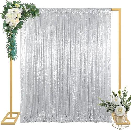 Miniatura 27 de ShinyBeauty Cortinas de Telón de Fondo con Lentejuelas 4x10 pies Negro Cortinas de Lentejuelas 2 Paneles Telones de Fondo para Bodas Telón de Fondo