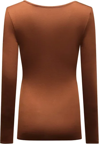 Miniatura 4 de OThread & Co. Camiseta de manga larga con cuello en V, para mujer, con capa básica, de licra