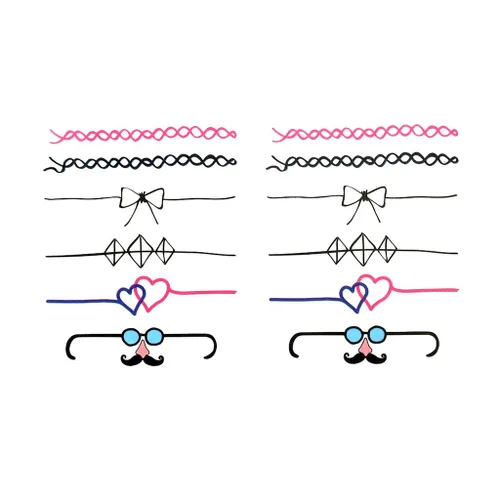 2 hojas pequeñas lindas pegatinas temporales tatuajes arco anillo amantes corazón para hombres, mujeres adolescentes
