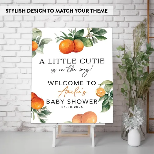 Miniatura 3 de Andaz Little Cutie - Decoración de baby shower, 16 x 20 pulgadas, letrero de bienvenida personalizado, letrero de caballete personalizado para libro