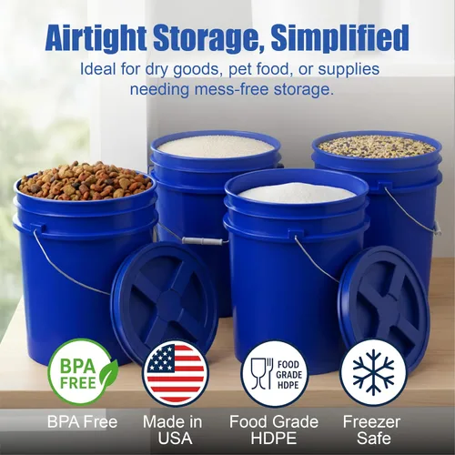 Miniatura 2 de ePackageSupply Premium 5 galones Recipiente de plástico de grado alimenticio con tapa Gamma Seal Fabricado en EE. UU. Libre de BPA Resistente