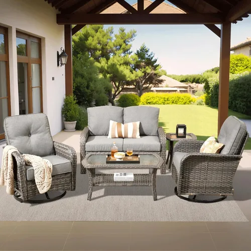Miniatura 31 de ovios Juego de 2 piezas de muebles para patio, sillas de mimbre para exteriores de 2, sillas de ratán de respaldo alto para todo tipo de clima de 2