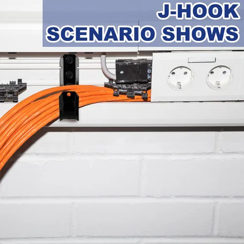 Miniatura 6 de Zonon 1 gancho en J de soporte de cable negro para colgar gancho en J de metal resistente para gestión de cables y cables, acero galvanizado